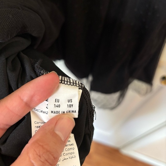 Girls Mesh Long Sleeve Mock Neck High Waist A Line Dress Size 10 Black - Picture 7 of 9